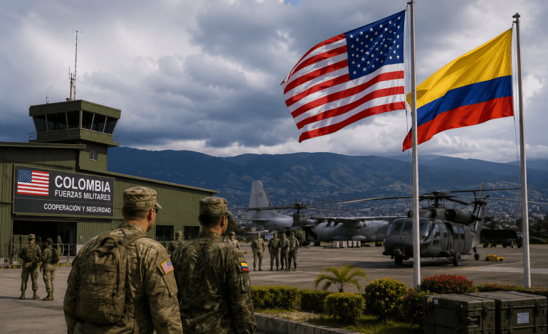 Militares colombianos y estadounidenses durante un ejercicio de cooperación en defensa.