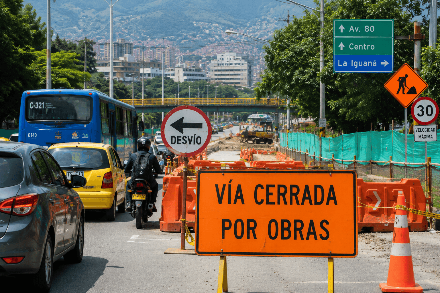 Estos son los cierres viales activos en Medellín que afectan la movilidad de los conductores