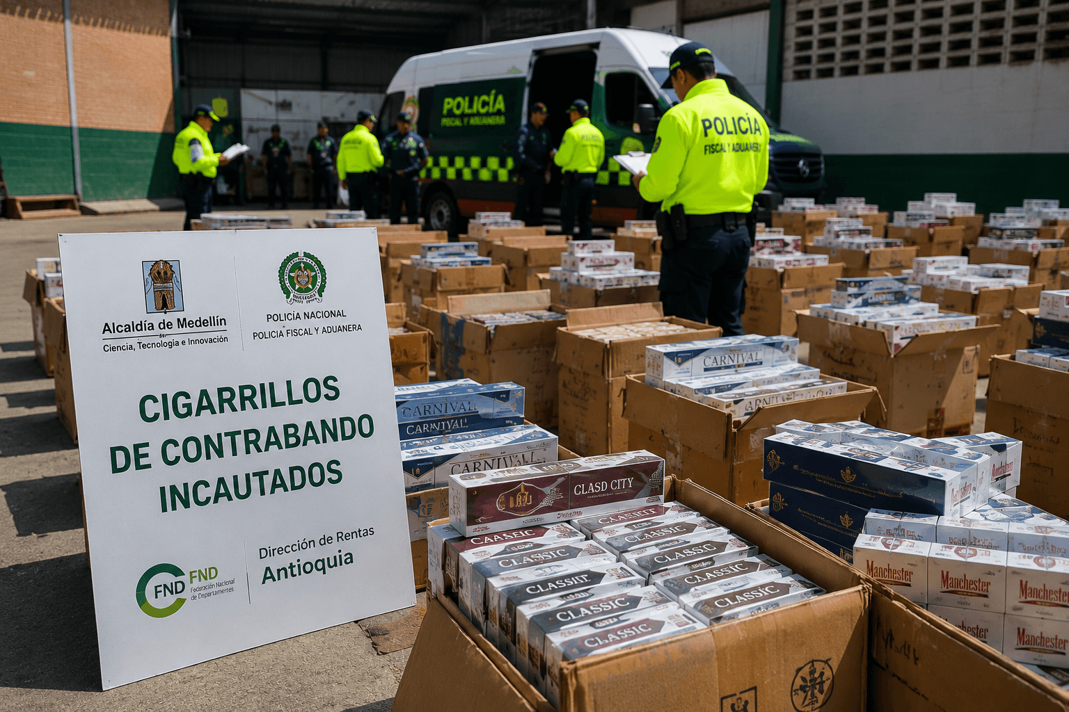 Incautan millonario cargamento de cigarrillos de contrabando que iba a distribuirse en Medellín