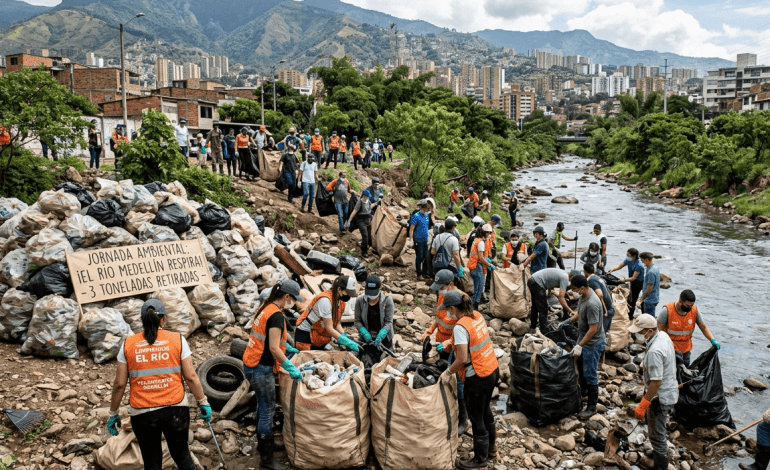 El río Medellín respira: jornada ambiental retiró casi tres toneladas de basura