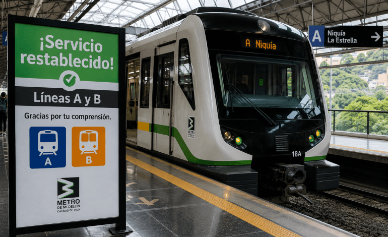 Medellín restablece líneas A y B del metro tras inspección por el sismo