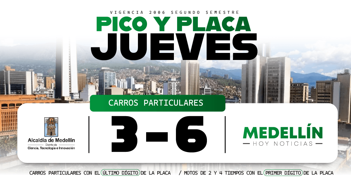 Pico y placa en Medellín este jueves 27 de agosto