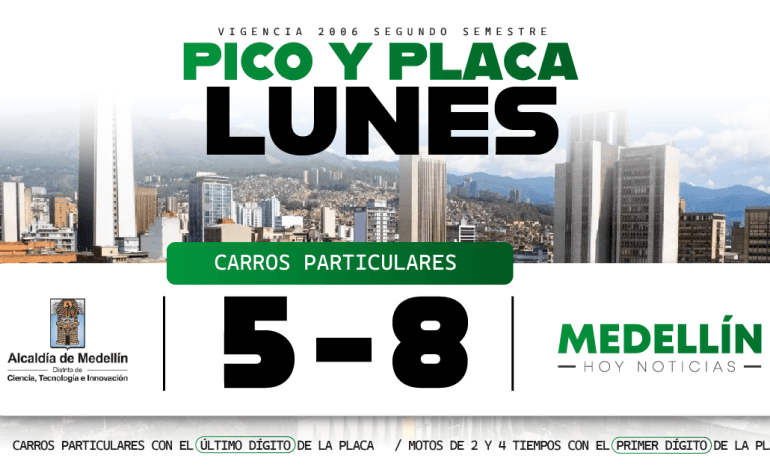 Pico y placa en Medellín los lunes
