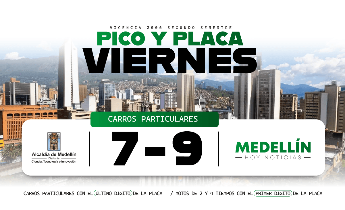 Pico y placa en Medellín este viernes 28 de agosto
